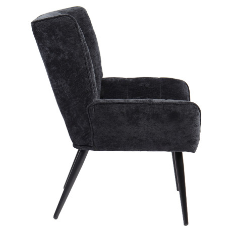Πολυθρόνα ArteLibre TIVA Μαύρο Ύφασμα Σενίλ/Μέταλλο 84x78x77cm