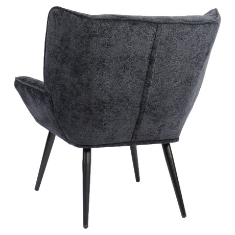 Πολυθρόνα ArteLibre TIVA Μαύρο Ύφασμα Σενίλ/Μέταλλο 84x78x77cm
