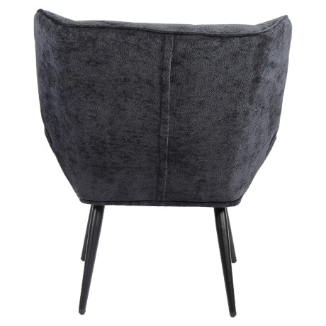 Πολυθρόνα ArteLibre TIVA Μαύρο Ύφασμα Σενίλ/Μέταλλο 84x78x77cm