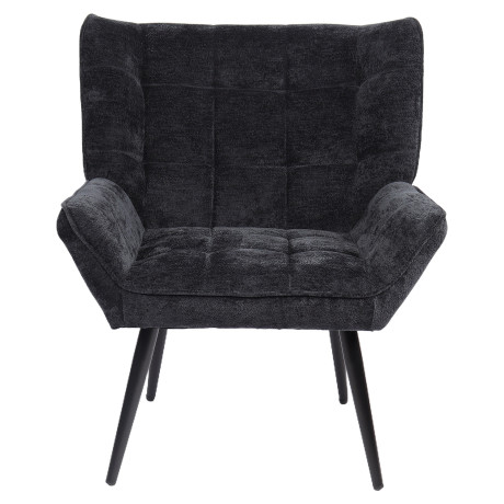 Πολυθρόνα ArteLibre TIVA Μαύρο Ύφασμα Σενίλ/Μέταλλο 84x78x77cm