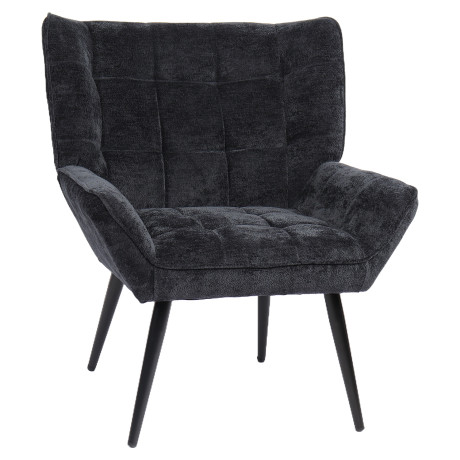Πολυθρόνα ArteLibre TIVA Μαύρο Ύφασμα Σενίλ/Μέταλλο 84x78x77cm