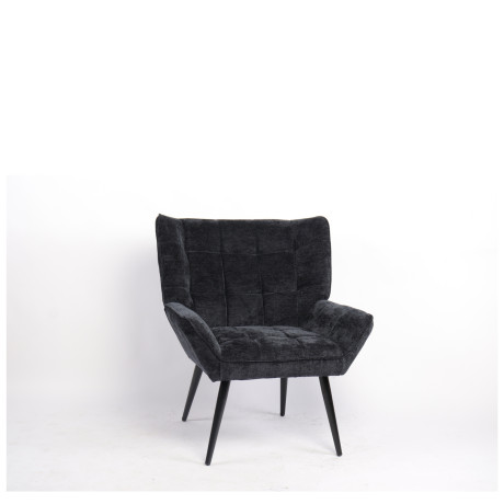 Πολυθρόνα ArteLibre TIVA Μαύρο Ύφασμα Σενίλ/Μέταλλο 84x78x77cm