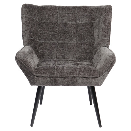 Πολυθρόνα ArteLibre TIVA Γκρι Σκούρο Ύφασμα Σενίλ/Μέταλλο 84x78x77cm