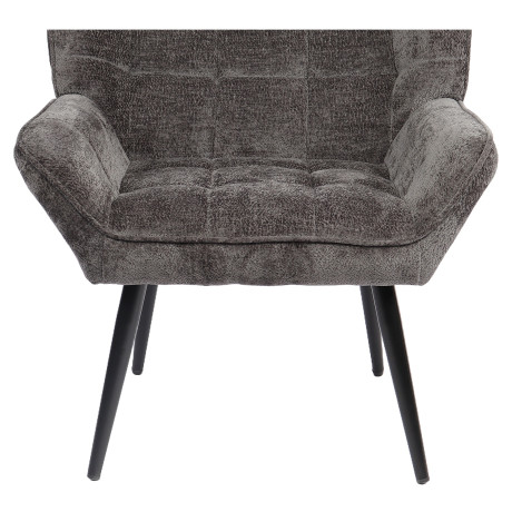 Πολυθρόνα ArteLibre TIVA Γκρι Σκούρο Ύφασμα Σενίλ/Μέταλλο 84x78x77cm