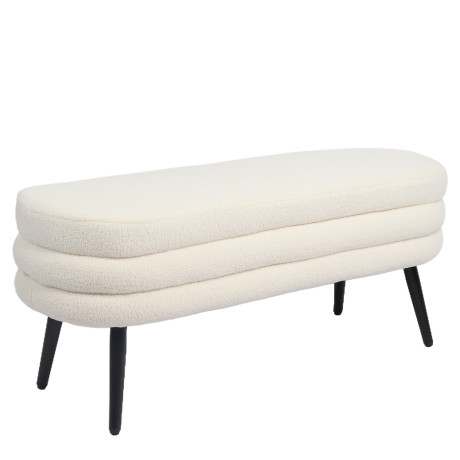 Παγκάκι Ottoman ArteLibre TONDO Λευκό Ύφασμα Teddy/Μέταλλο 42x112x44cm