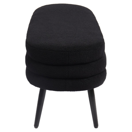 Παγκάκι Ottoman ArteLibre TONDO Μαύρο Ύφασμα Teddy/Μέταλλο 42x112x44cm