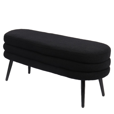 Παγκάκι Ottoman ArteLibre TONDO Μαύρο Ύφασμα Teddy/Μέταλλο 42x112x44cm