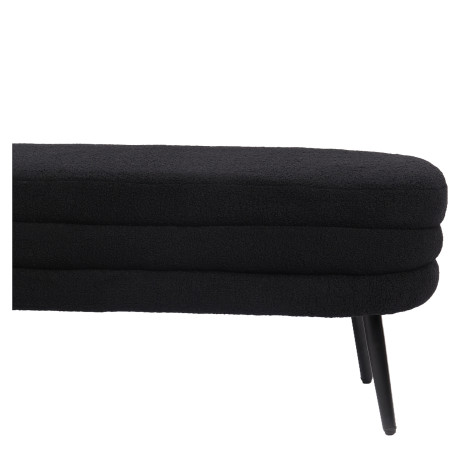 Παγκάκι Ottoman ArteLibre TONDO Μαύρο Ύφασμα Teddy/Μέταλλο 42x112x44cm