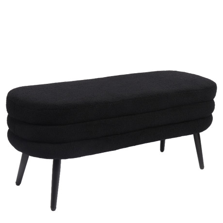 Παγκάκι Ottoman ArteLibre TONDO Μαύρο Ύφασμα Teddy/Μέταλλο 42x112x44cm