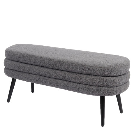 Παγκάκι Ottoman ArteLibre TONDO Γκρι Ύφασμα Teddy/Μέταλλο 42x112x44cm