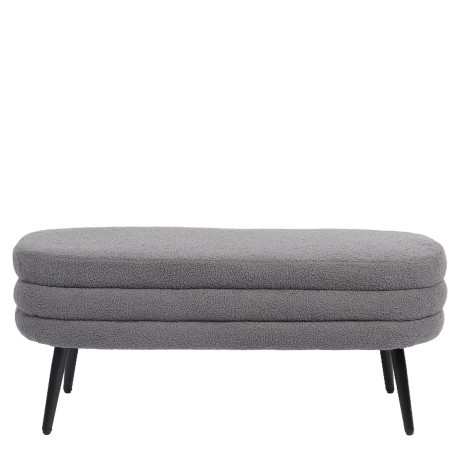 Παγκάκι Ottoman ArteLibre TONDO Γκρι Ύφασμα Teddy/Μέταλλο 42x112x44cm