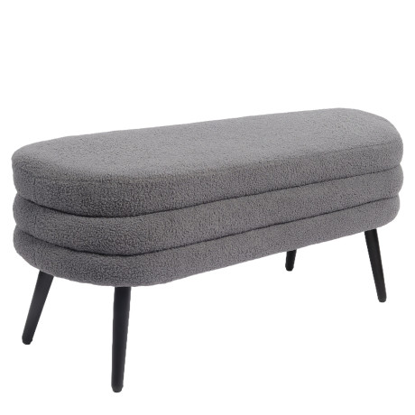 Παγκάκι Ottoman ArteLibre TONDO Γκρι Ύφασμα Teddy/Μέταλλο 42x112x44cm