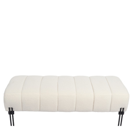 Παγκάκι Ottoman ArteLibre KUBO Λευκό Ύφασμα Teddy/Μέταλλο 40x116.5x50cm