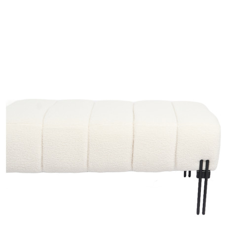 Παγκάκι Ottoman ArteLibre KUBO Λευκό Ύφασμα Teddy/Μέταλλο 40x116.5x50cm