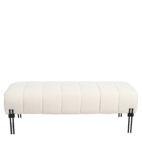 Παγκάκι Ottoman ArteLibre KUBO Λευκό Ύφασμα Teddy/Μέταλλο 40x116.5x50cm