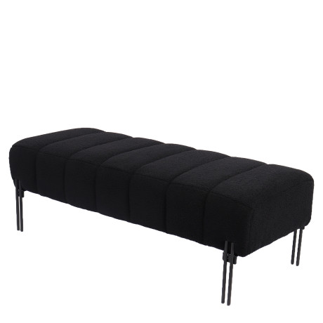 Παγκάκι Ottoman ArteLibre KUBO Μαύρο Ύφασμα Teddy/Μέταλλο 40x116.5x50cm