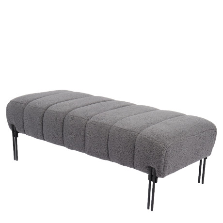 Παγκάκι Ottoman ArteLibre KUBO Γκρι Ύφασμα Teddy/Μέταλλο 40x116.5x50cm