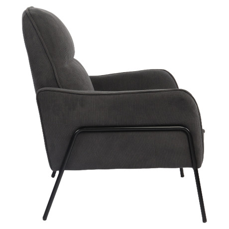 Πολυθρόνα ArteLibre ELAN Γκρι Σκούρο Ύφασμα Κοτλέ/Μέταλλο 94x77x82cm