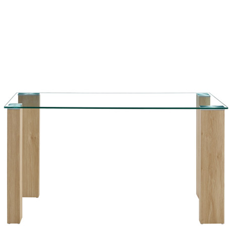 Τραπέζι Τραπεζαρίας ArteLibre ASHMOOR Φυσικό Γυαλί/Ξύλο 140x80x75cm