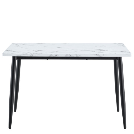 Τραπέζι Τραπεζαρίας ArteLibre IRWELL Λευκό Μάρμαρο/Μαύρο Μέταλλο/Μοριοσανίδα 120x80x75cm