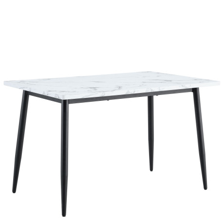 Τραπέζι Τραπεζαρίας ArteLibre IRWELL Λευκό Μάρμαρο/Μαύρο Μέταλλο/Μοριοσανίδα 120x80x75cm