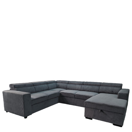 Καναπές Γωνιακός ArteLibre AVELON Γκρι Σκούρο Ύφασμα/Ξύλο 249x312x82cm