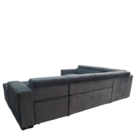 Καναπές Γωνιακός ArteLibre AVELON Γκρι Σκούρο Ύφασμα/Ξύλο 249x312x82cm