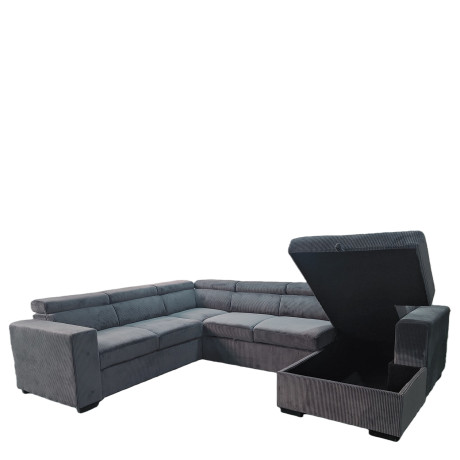 Καναπές Γωνιακός ArteLibre AVELON Γκρι Σκούρο Ύφασμα/Ξύλο 249x312x82cm