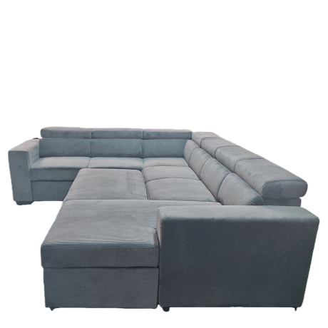 Καναπές Γωνιακός ArteLibre AVELON Γκρι Σκούρο Ύφασμα/Ξύλο 249x312x82cm