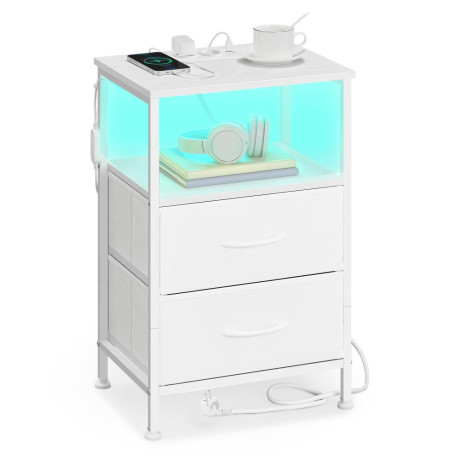 Songmics Κομοδίνο με Ενσωματωμένες 2 Πριζες και 2 Θύρες usb-a & usb-c, Λευκό  (Lgs302wh03) (Snglgs302wh03)