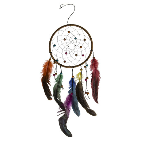 Διακοσμητικό Τοίχου Ονειροπαγίδα Με Φτερά Και Πέρλες 16x30cm