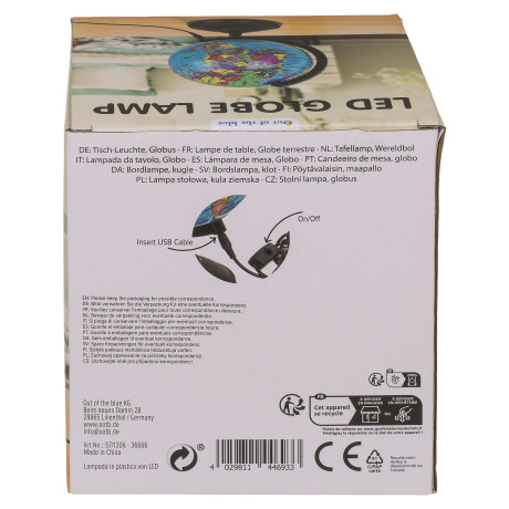 Φωτιστικό Επιτραπέζιο LED Υδρόγειος Με Καλώδιο USB Πλαστικό 11.5cm