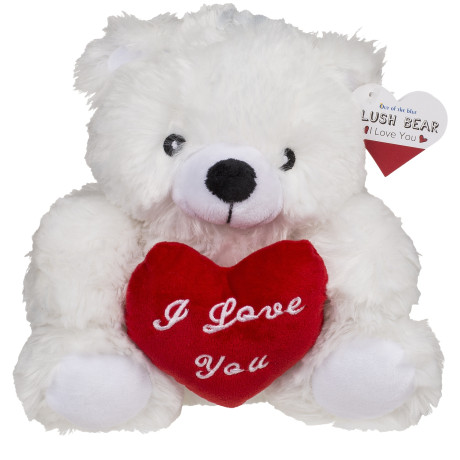 Αρκουδάκι Με Κόκκινη Καρδιά ‘I Love You’ Λευκό/Κόκκινο 22cm