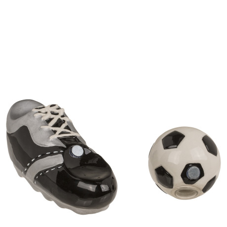 Αλατοπίπερο Παπούτσι Και Μπάλα Ποδοσφαίρου Με Μαγνήτη Δολομίτης 11.5x7.5x5cm Σετ 2Τμχ