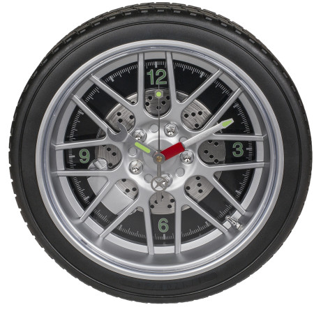 Ρολόι Τοίχου Ρόδα Αυτοκινήτου Με 16 LED Πλαστικό Φ35cm