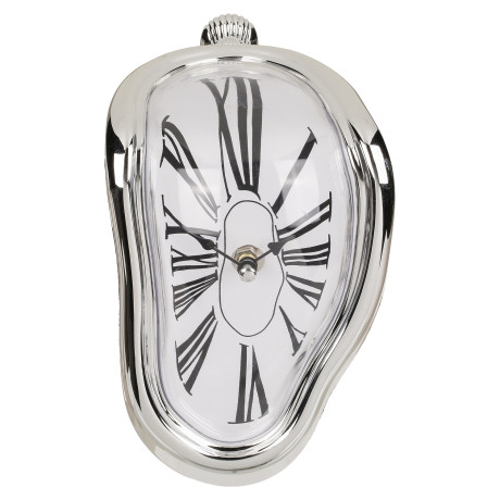 Ρολόι Επιτραπέζιο Χρόνος Που Λιώνει Ασημί Πλαστικό 18x13cm