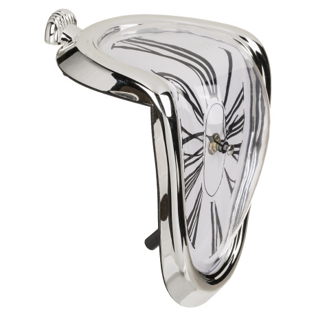 Ρολόι Επιτραπέζιο Χρόνος Που Λιώνει Ασημί Πλαστικό 18x13cm