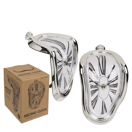 Ρολόι Επιτραπέζιο Χρόνος Που Λιώνει Ασημί Πλαστικό 18x13cm