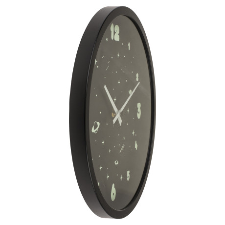Ρολόι Τοίχου Διάστημα Φωσφοριζέ Μαύρο Πλαστικό Φ30cm
