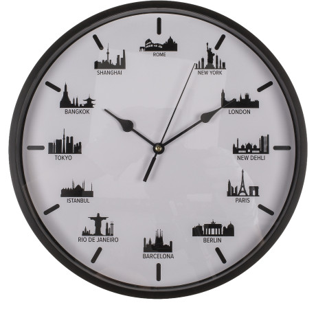 Ρολόι Τοίχου Skylines Λευκό/Μαύρο Πλαστικό Φ30cm