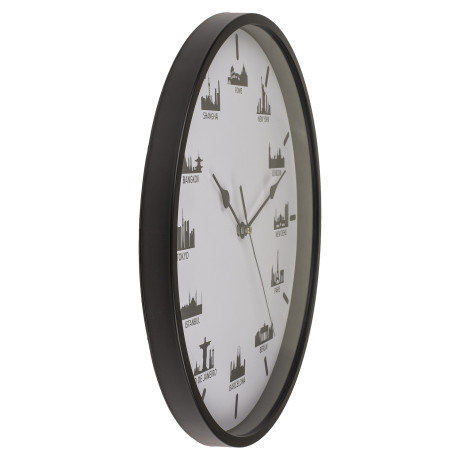 Ρολόι Τοίχου Skylines Λευκό/Μαύρο Πλαστικό Φ30cm