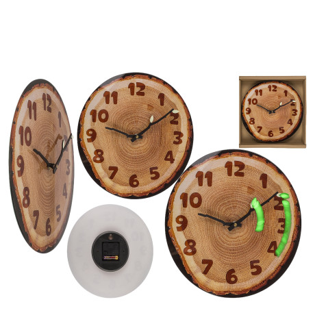 Ρολόι Τοίχου Κορμός Δέντρου Καφέ Πλαστικό 27x30x4cm
