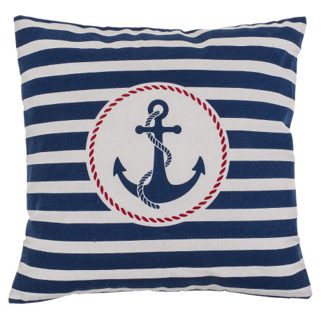 Διακοσμητικό Μαξιλάρι Άγκυρα Με Φερμουάρ Μπλε/Λευκό 64% Polyester/19% Βαμβάκι/17% Βισκόζη 40x40cm 1Τμχ