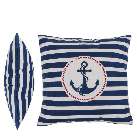 Διακοσμητικό Μαξιλάρι Άγκυρα Με Φερμουάρ Μπλε/Λευκό 64% Polyester/19% Βαμβάκι/17% Βισκόζη 40x40cm 1Τμχ