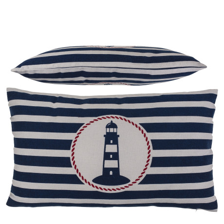 Διακοσμητικό Μαξιλάρι Φάρος Με Φερμουάρ Μπλε/Λευκό 64% Polyester/19% Βαμβάκι/17% Βισκόζη 30x50cm 1Τμχ