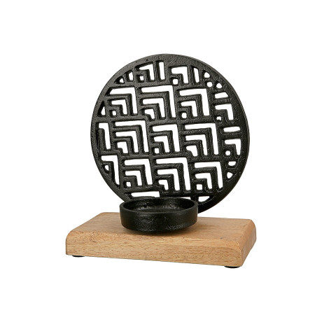 Θήκη Ρεσώ ArteLibre Με Διακοσμητικό Κύκλο Σε Βάση Μαύρο/Φυσικό Αλουμίνιο/Ξύλο 10x18x20cm Σε 3 Σχέδια