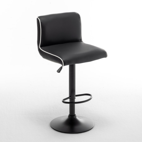 Σκαμπό Bar ArteLibre ARMOR Με Πλάτη Πτυσσόμενο Μαύρο/Λευκό PU/Μέταλλο 45x48x86-107.5cm