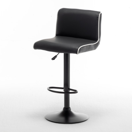 Σκαμπό Bar ArteLibre ARMOR Με Πλάτη Πτυσσόμενο Μαύρο/Λευκό PU/Μέταλλο 45x48x86-107.5cm