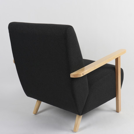 Πολυθρόνα ArteLibre GREVILLEA Μαύρο/Φυσικό Ύφασμα/Ξύλο 82x70.5x85cm