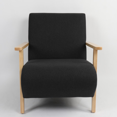 Πολυθρόνα ArteLibre GREVILLEA Μαύρο/Φυσικό Ύφασμα/Ξύλο 82x70.5x85cm